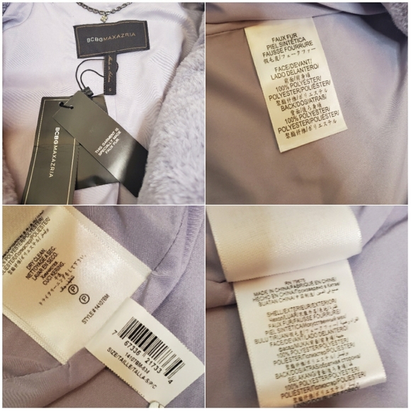 NWT BCBGMAXAZRIA | Lavender Faux Fur Coat Jacket - Picture 8 of 8
